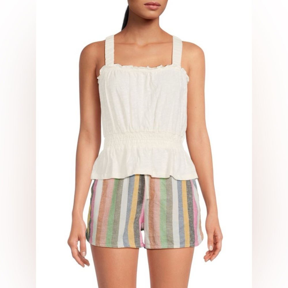 Marine Layer Dylan Antique White Ruffle Tank Top‎